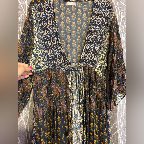 Free People Floral Floor Length Duster Kimono One Size - Picture 3 of 4
